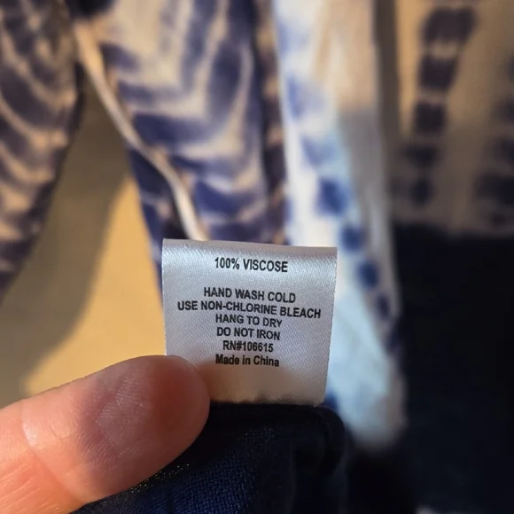 2 Chic Blue and White Tie Dyed Kimono Swim Cover Up OS Viscose - Picture 5 of 9